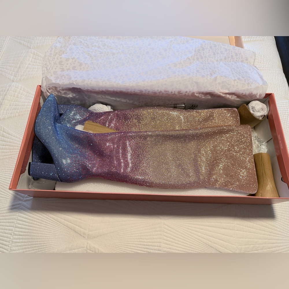 Gianni Bini Sparkle Ombre Over-the-Knee Boots in Pink & Blue - Picture 5 of 6